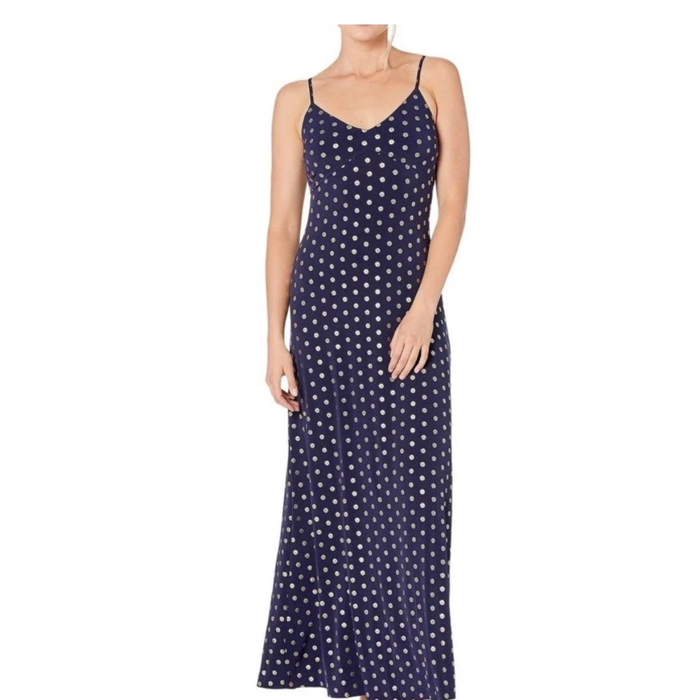 Michael Kors Navy and Gold Maxi Dress